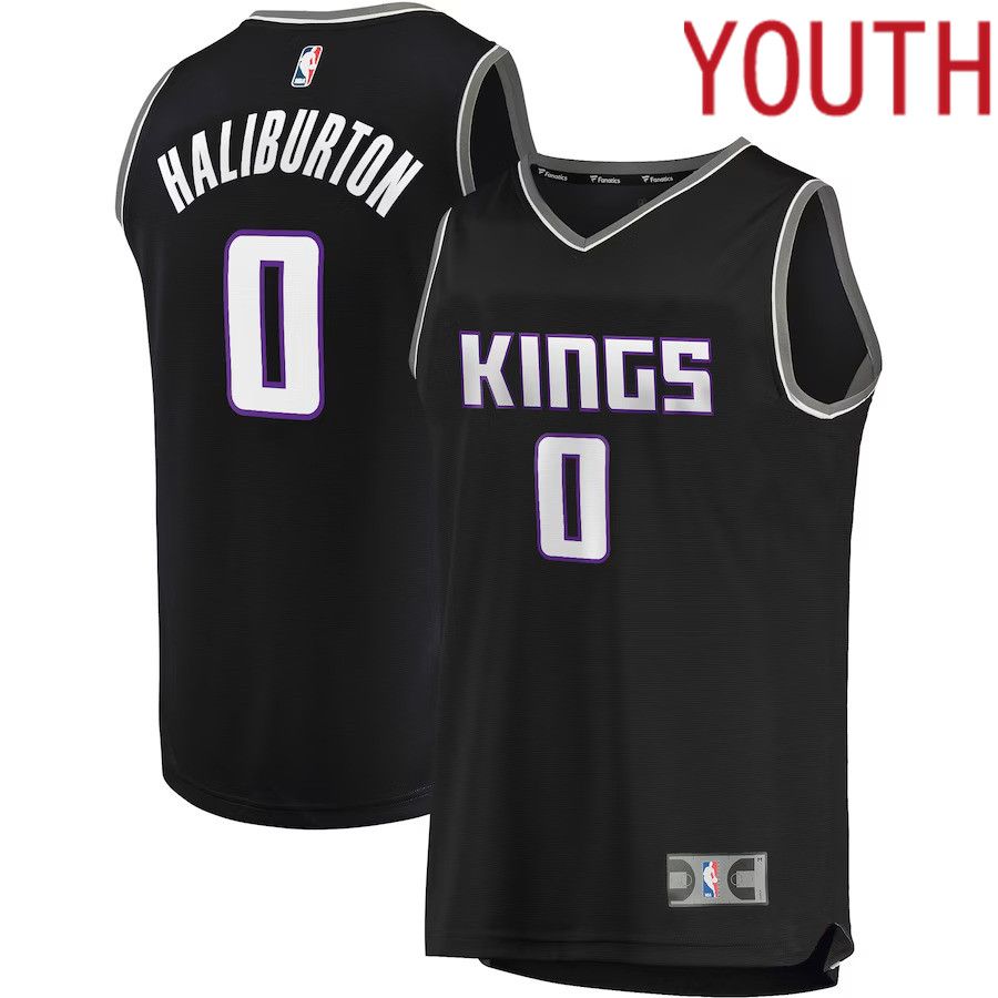 Youth Sacramento Kings #0 Tyrese Haliburton Fanatics Branded Black Fast Break Replica Player NBA Jersey